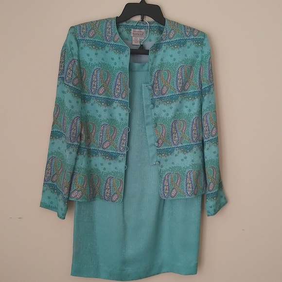 ADRIANNA PAPELL| Women 100% Silk | A-line Full| 8| Paisley| Skirt Sets | - Picture 7 of 15